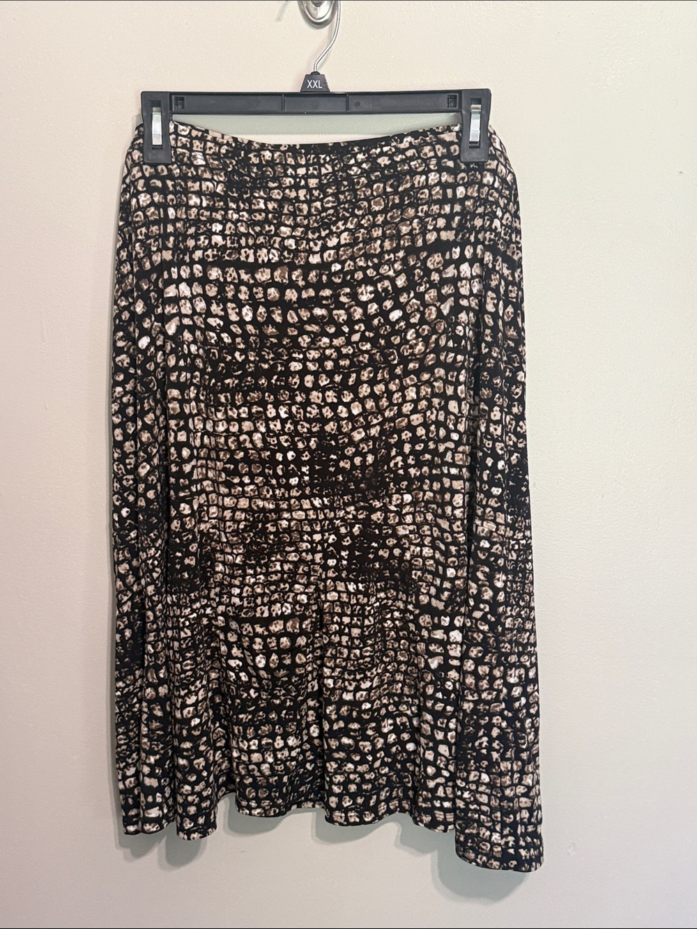Worthington Black and Cream Printed Midi Skirt